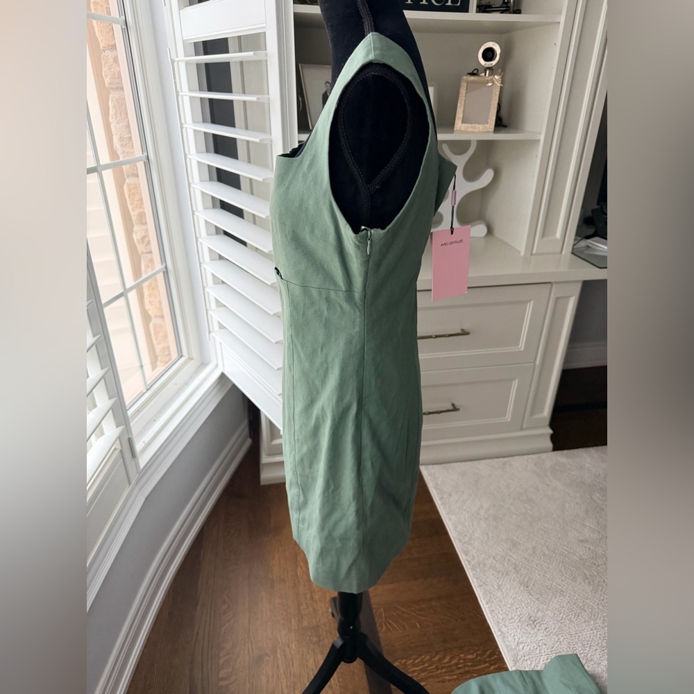 AVEC LES FILLES Sage Green Linen Matching Dress & Blazer Set 2 Pieces SZ XS NEW - Picture 6 of 15